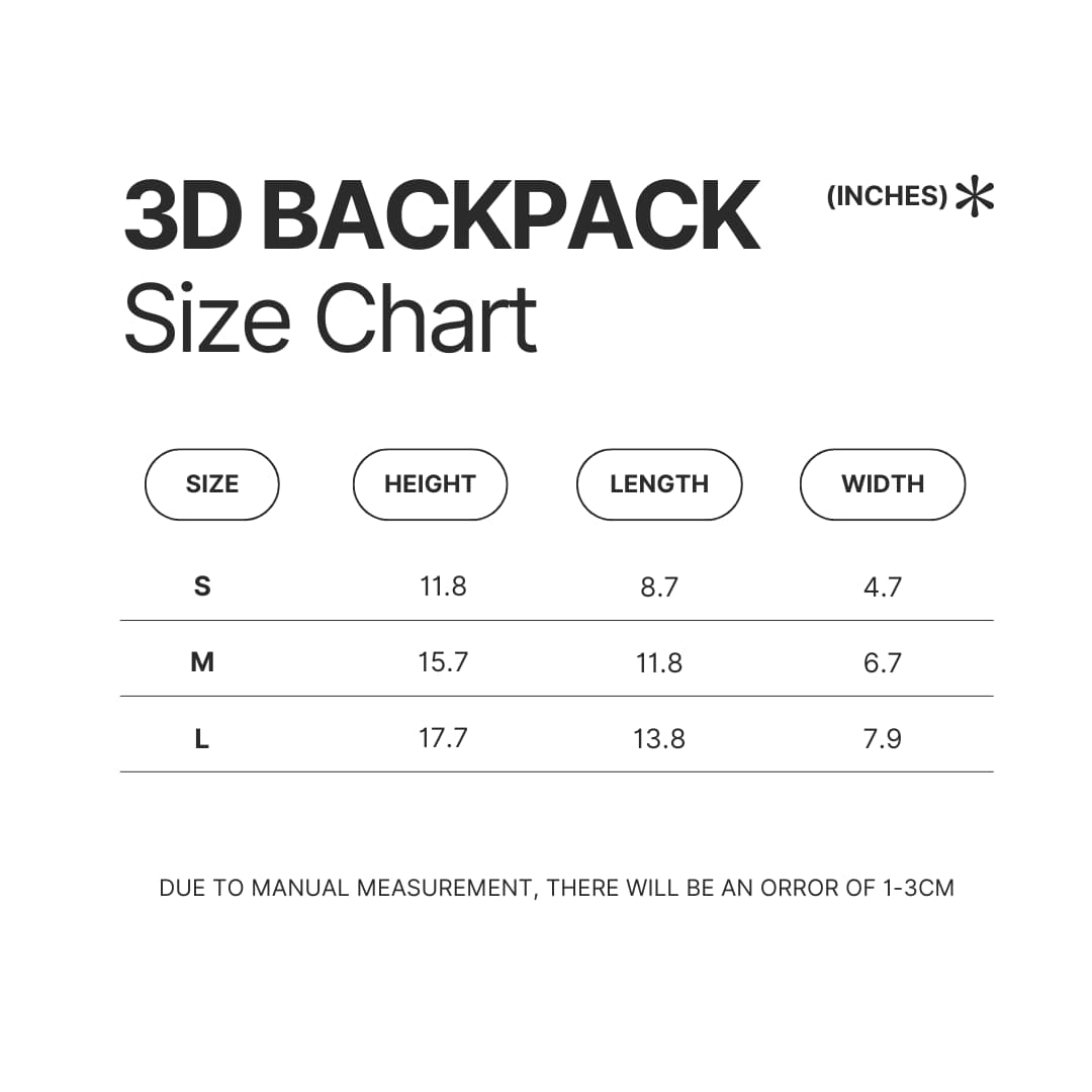 3D Backpack Size Chart - Subnautica UK Shop