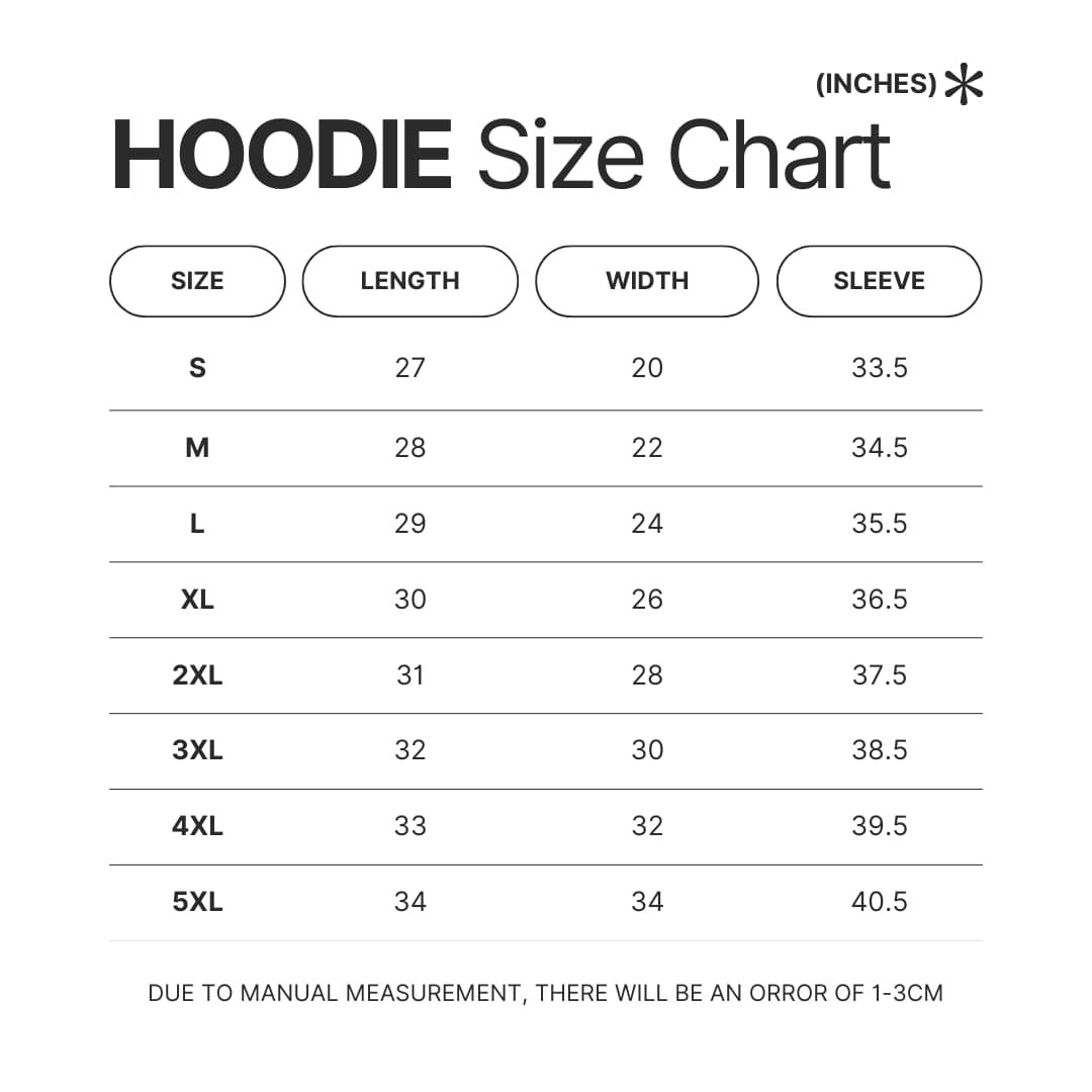Hoodie Size Chart - Subnautica UK Shop