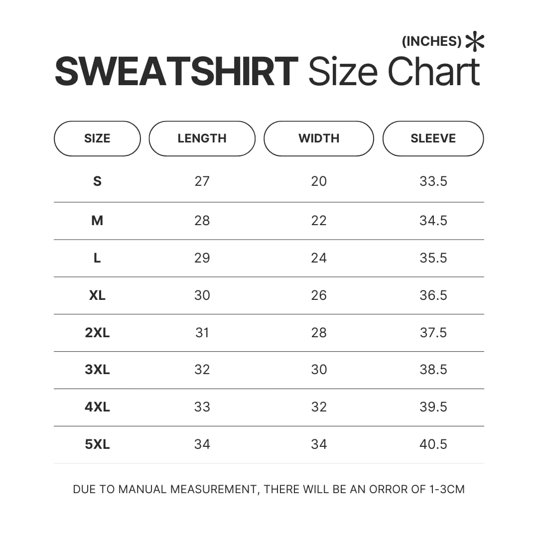 Sweatshirt Size Chart - Subnautica UK Shop