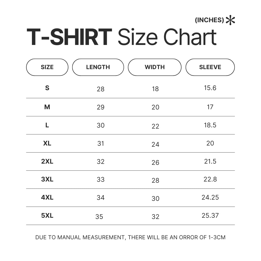 T shirt Size Chart - Subnautica UK Shop