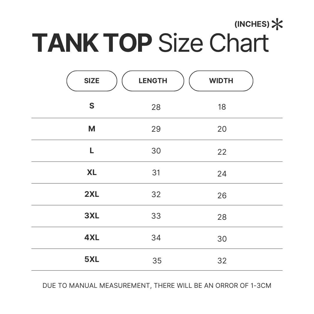 Tank Top Size Chart - Subnautica UK Shop