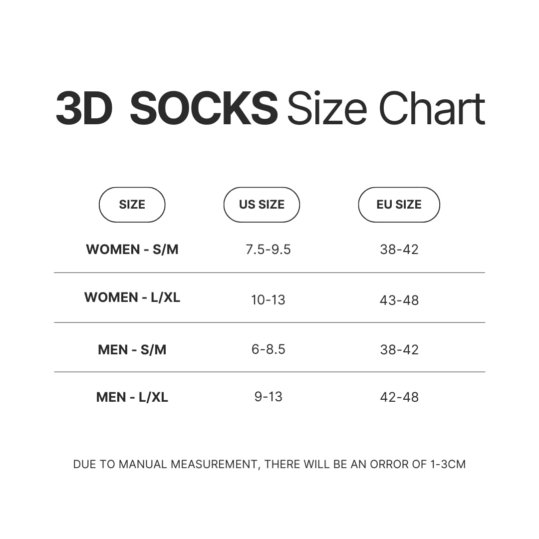 3D Socks Size Chart - Subnautica UK Shop
