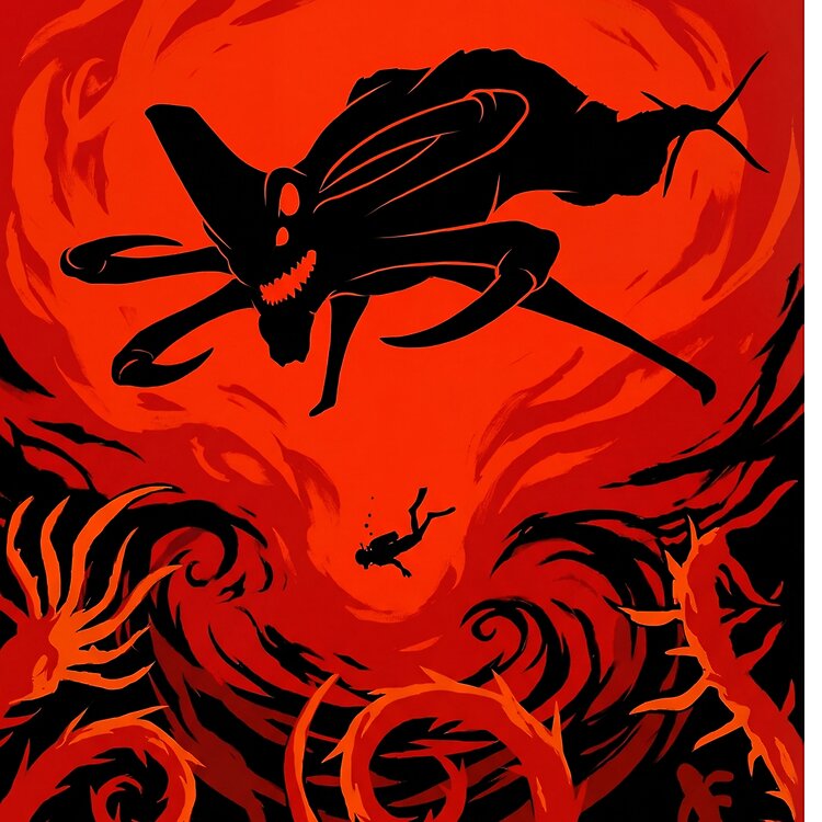 Reaper Leviathan Subnautica Poster Hand Drawn Digital Art Illustration Tote Bag - Image 2