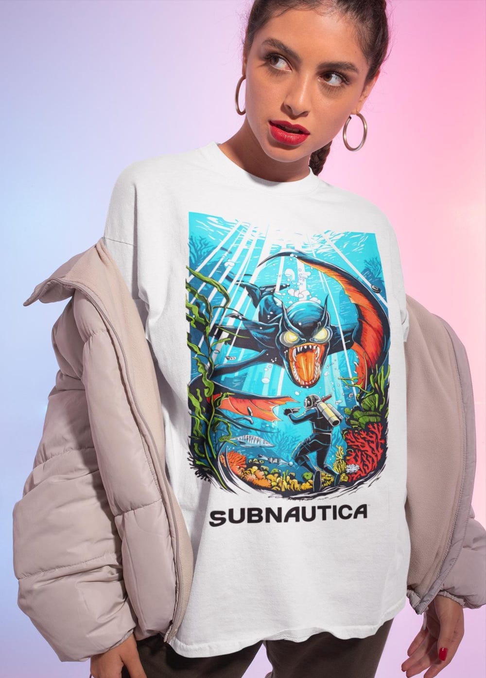 Subnautica Crazy Monster T-shirt - Image 2